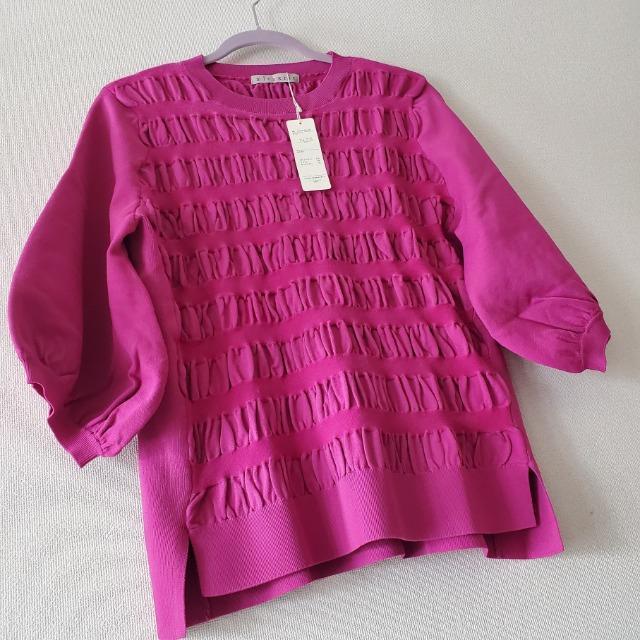 即決 ミューリエ mieuxrie ときめき楽映え 技あり シャーリング デザイン ニットプルオーバー LL 宮田理江 < 女性ファッション  即決 ミューリエ mieuxrie ときめき楽映え 技あり シャーリング デザイン ニットプルオーバー LL 宮田理江 < 女性ファッションの