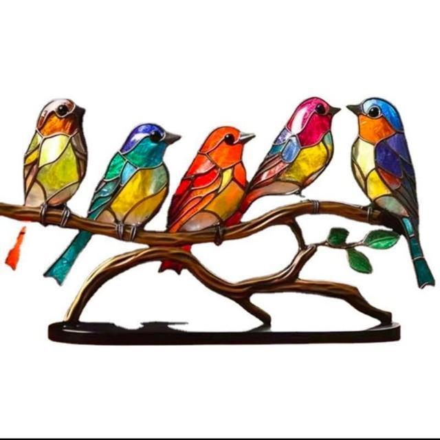 ステンドグラスメタルバード、ステンドグラスの枝の鳥 窓吊り下げ用、枝に鳥 デスクトップオーナメント、鳥像のオーナメント(5鳥) < インテリア/ライフ  ステンドグラスメタルバード、ステンドグラスの枝の鳥 窓吊り下げ用、枝に鳥 デスクトップオーナメント、鳥像のオーナメント(5鳥)  < インテリア/ライフの
