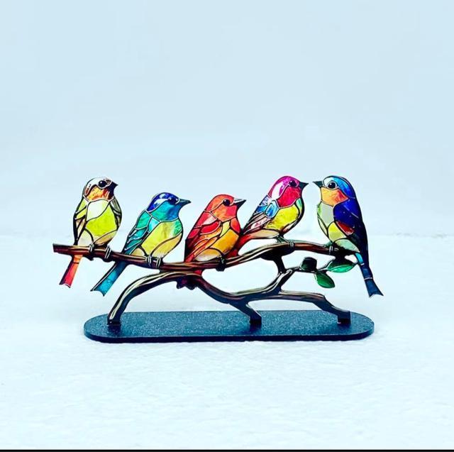 ステンドグラスメタルバード、ステンドグラスの枝の鳥 窓吊り下げ用、枝に鳥 デスクトップオーナメント、鳥像のオーナメント(5鳥) < インテリア/ライフ  ステンドグラスメタルバード、ステンドグラスの枝の鳥 窓吊り下げ用、枝に鳥 デスクトップオーナメント、鳥像のオーナメント(5鳥) < インテリア/ライフの