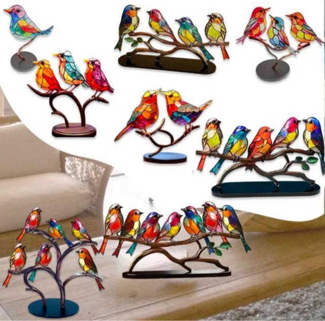 ステンドグラスメタルバード、ステンドグラスの枝の鳥 窓吊り下げ用、枝に鳥 デスクトップオーナメント、鳥像のオーナメント(5鳥) < インテリア/ライフ  ステンドグラスメタルバード、ステンドグラスの枝の鳥 窓吊り下げ用、枝に鳥 デスクトップオーナメント、鳥像のオーナメント(5鳥) < インテリア/ライフの