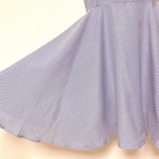 ストライプアシンメトリーフレアミニドレスワンピース青白ブルー < ブランド ストライプアシンメトリーフレアミニドレスワンピース青白ブルー < ブランドの