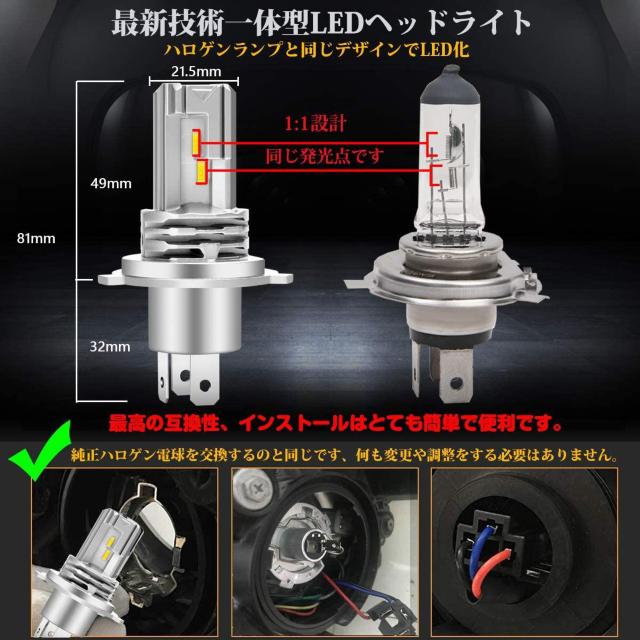 LED ヘッドライト H4 HI/LO切替 6500K < 自動車/バイク LED ヘッドライト H4 HI/LO切替 6500K < 自動車/バイク