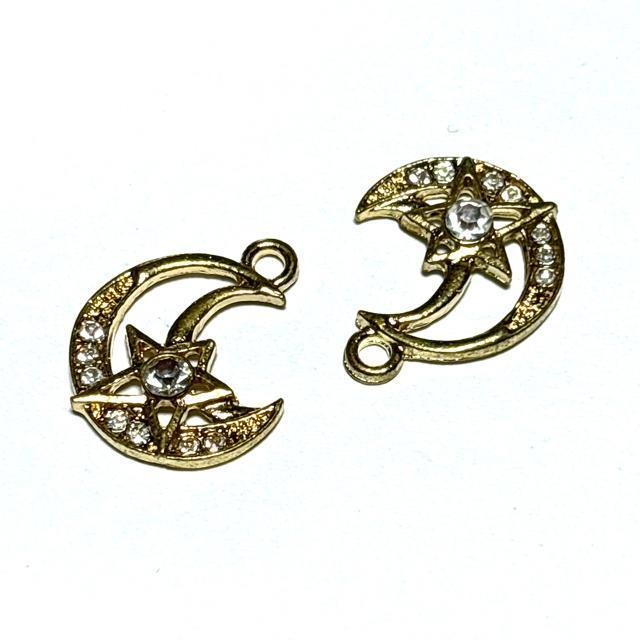 5079 ジルコニア付きの月と星 2個 金属パーツ アクセサリーチャーム ハンドメイド材料 < ペット/手芸/園芸 5079 ジルコニア付きの月と星 2個 金属パーツ アクセサリーチャーム ハンドメイド材料 < ペット/手芸/園芸の