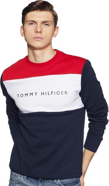 TOMMY HILFIGER �N���[�l�b�N ���� �g���[�i�[ �t���b�O�J���[ M �g�~�[�q���t�B�K�[ ���S�h�J �X�E�F�b�g  �� �u�����h�� 