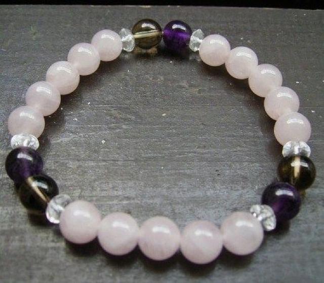 *即決*ローズクォーツxアメジストx煙水晶x水晶ブレスレット < 男性アクセサリー/時計 *即決*ローズクォーツxアメジストx煙水晶x水晶ブレスレット < 男性アクセサリー/時計の