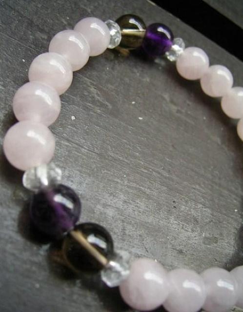 *即決*ローズクォーツxアメジストx煙水晶x水晶ブレスレット < 男性アクセサリー/時計 *即決*ローズクォーツxアメジストx煙水晶x水晶ブレスレット < 男性アクセサリー/時計の