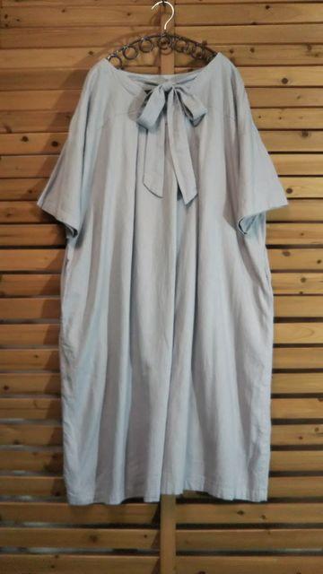 *LBC* リネン レーヨン バック リボン ワンピース 未使用 gray < 女性ファッション *LBC* リネン レーヨン バック リボン ワンピース 未使用 gray < 女性ファッションの