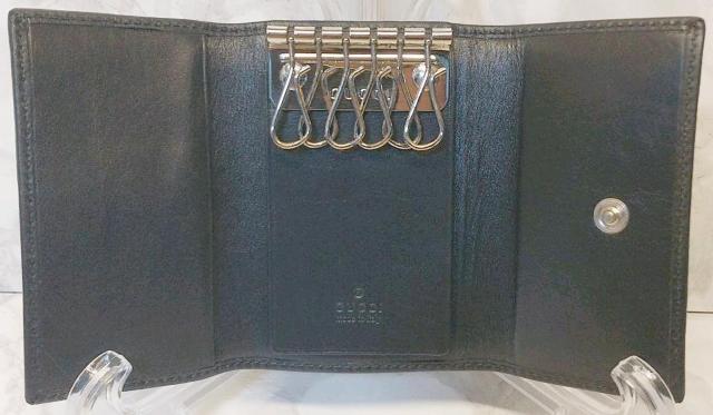中古 グッチ GUCCI キーケース 黒 6連フック キャンバス key case black < ブランド  中古 グッチ GUCCI キーケース 黒 6連フック キャンバス key case black < ブランドの