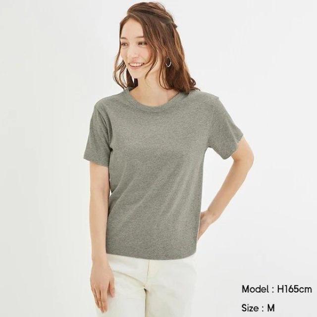 GUカラークルーネックT(半袖) グレー GRAY Lサイズ 綿100% < ブランド  GUカラークルーネックT(半袖) グレー GRAY Lサイズ 綿100%  < ブランドの
