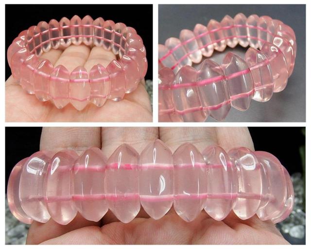 レア品良質ローズクォーツバングルブレスレット天然石マダガスカル産透明やさしい色 < 女性アクセサリー/時計  レア品良質ローズクォーツバングルブレスレット天然石マダガスカル産透明やさしい色 < 女性アクセサリー/時計の