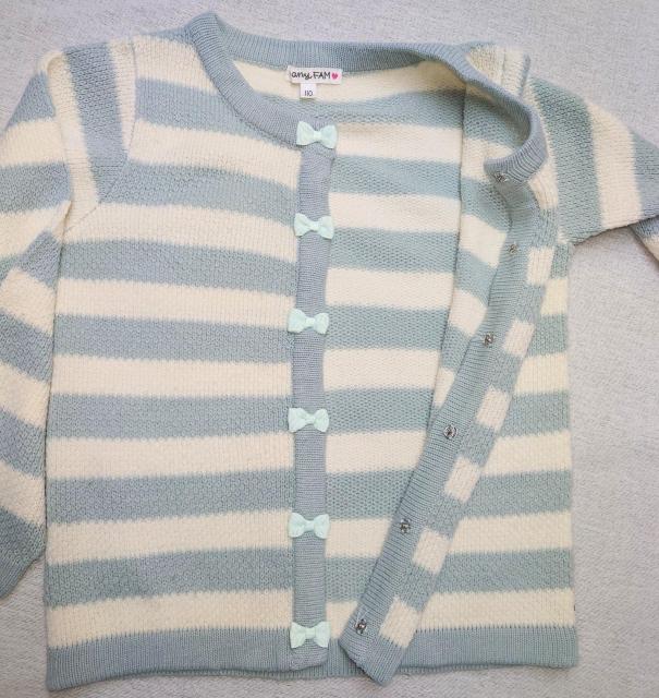 美品★110サイズ★any FAM★リボン付き★ボーダーカーディガン★子供服防寒着★女の子★小学生★可愛い子供服★★送料無料 < キッズ/ベビー 美品★110サイズ★any FAM★リボン付き★ボーダーカーディガン★子供服防寒着★女の子★小学生★可愛い子供服★★送料無料 < キッズ/ベビーの