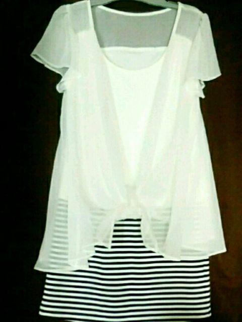 美品 セシルマクビー 3way ドッキング ボーダー ワンピース 白 < ブランド 美品 セシルマクビー 3way ドッキング ボーダー ワンピース 白 < ブランドの