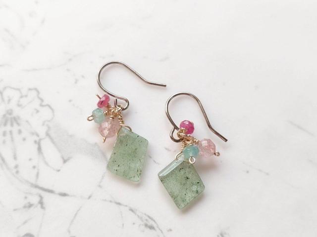 14kgf*グリーンアベンチュリンのショートピアス*23010 < 女性アクセサリー/時計 14kgf*グリーンアベンチュリンのショートピアス*23010 < 女性アクセサリー/時計の