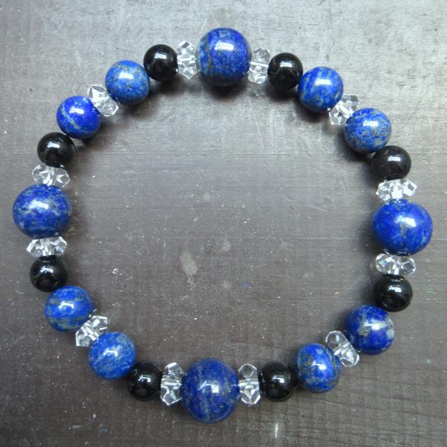 ラピスラズリxオブシディアンブレスレット 天然石 < 女性アクセサリー/時計 ラピスラズリxオブシディアンブレスレット 天然石 < 女性アクセサリー/時計の