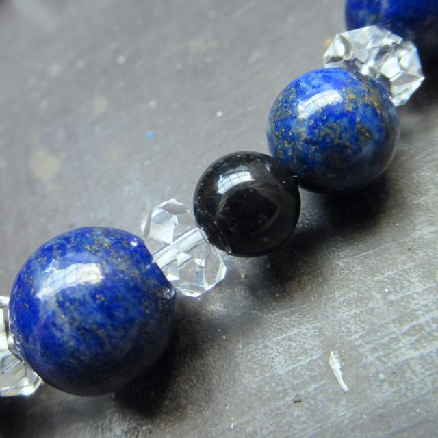 ラピスラズリxオブシディアンブレスレット 天然石 < 女性アクセサリー/時計 ラピスラズリxオブシディアンブレスレット 天然石 < 女性アクセサリー/時計の