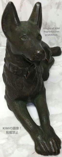 犬 置物 シェパード 銅製 高さ10.3cm 長さ18.2cm Dog ornament German Shepherd copp < インテリア/ライフ  犬 置物 シェパード 銅製 高さ10.3cm 長さ18.2cm Dog ornament German Shepherd copp < インテリア/ライフの