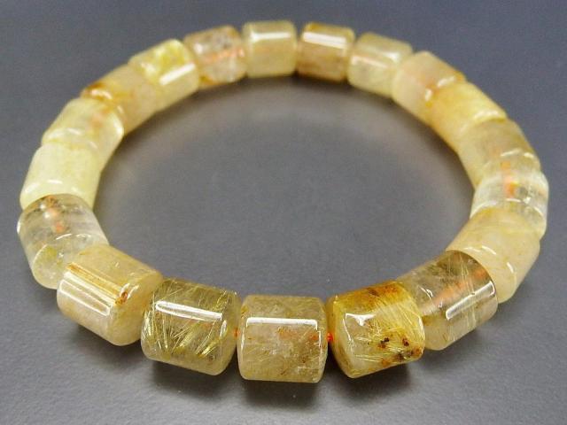 針多めゴールドルチルクォーツ希少仕様円柱形ブレスレット約9.5mm天然石 < 男性アクセサリー/時計  針多めゴールドルチルクォーツ希少仕様円柱形ブレスレット約9.5mm天然石 < 男性アクセサリー/時計の