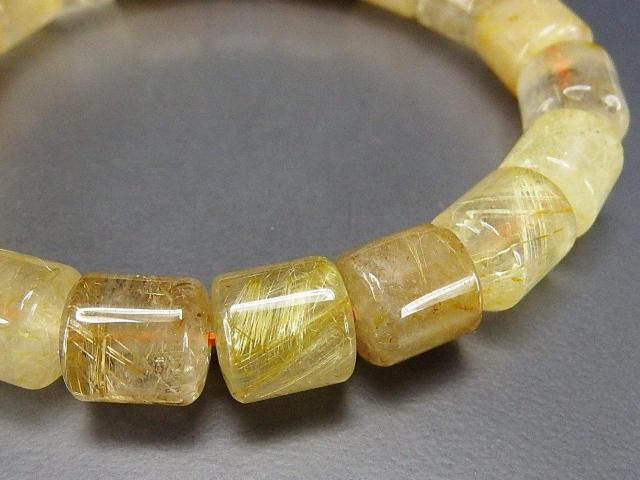 針多めゴールドルチルクォーツ希少仕様円柱形ブレスレット約9.5mm天然石 < 男性アクセサリー/時計  針多めゴールドルチルクォーツ希少仕様円柱形ブレスレット約9.5mm天然石 < 男性アクセサリー/時計の