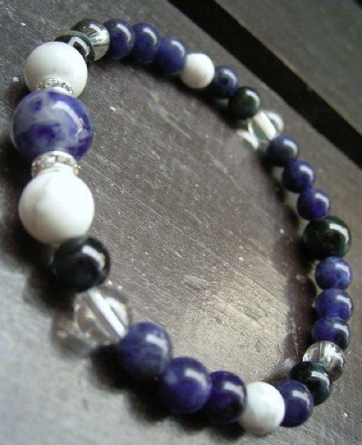 ☆勉強☆ソーダライトxホークアイxハウライトブレスレット < 男性アクセサリー/時計 ☆勉強☆ソーダライトxホークアイxハウライトブレスレット < 男性アクセサリー/時計の