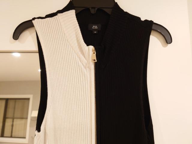 白黒ニットワンピース Мサイズ < 女性ファッション  白黒ニットワンピース Мサイズ < 女性ファッションの