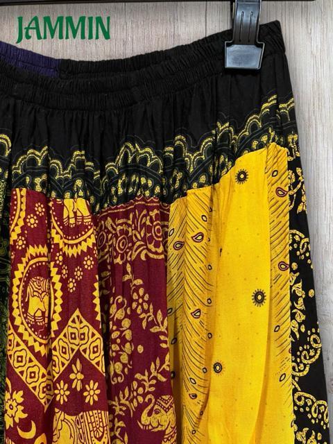 パッチワークフレアスカート ロングスカート 黄色 エスニック アジアン ヒッピー < 女性ファッション パッチワークフレアスカート ロングスカート 黄色 エスニック アジアン ヒッピー < 女性ファッションの