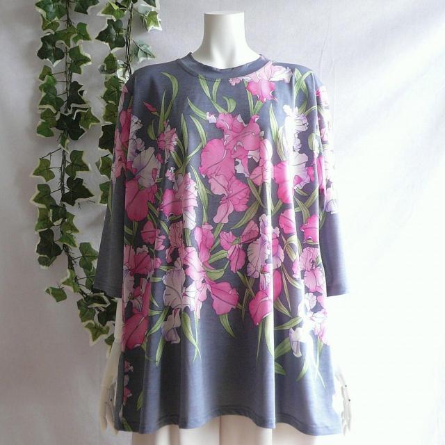 新品 9551 ML 大きな花柄 チュニック 春 夏 秋 グレー系 レディース ストレッチ 薄手 ジャージー 上品 エレガント < 女性ファッション 新品 9551 ML 大きな花柄 チュニック 春 夏 秋 グレー系 レディース ストレッチ 薄手 ジャージー 上品 エレガント < 女性ファッションの