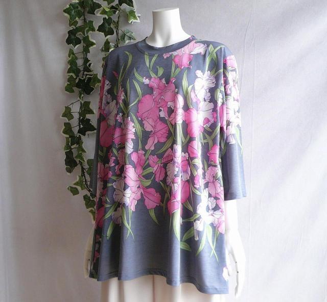 新品 9551 ML 大きな花柄 チュニック 春 夏 秋 グレー系 レディース ストレッチ 薄手 ジャージー 上品 エレガント < 女性ファッション 新品 9551 ML 大きな花柄 チュニック 春 夏 秋 グレー系 レディース ストレッチ 薄手 ジャージー 上品 エレガント < 女性ファッションの