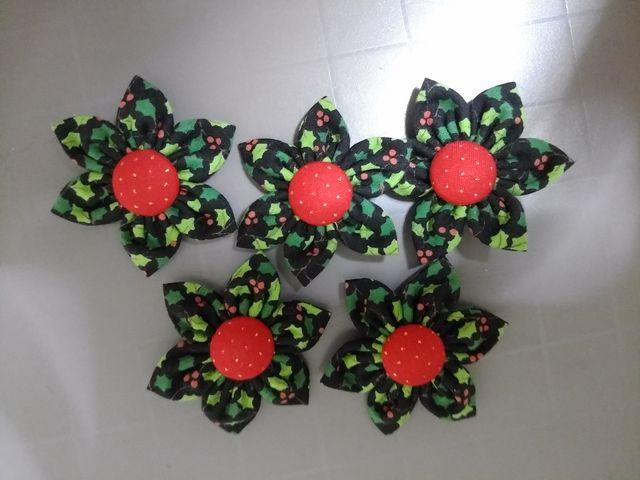 ハンドメイド クリスマス柄の布製の花5個A 手芸パーツ < ペット/手芸/園芸 ハンドメイド クリスマス柄の布製の花5個A 手芸パーツ < ペット/手芸/園芸の
