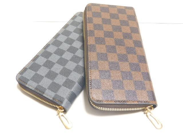 《New》格子チェック柄★大人気★オールラウンドファスナー*長財布<ブラウン> < 男性ファッション  《New》格子チェック柄★大人気★オールラウンドファスナー*長財布<ブラウン> < 男性ファッションの