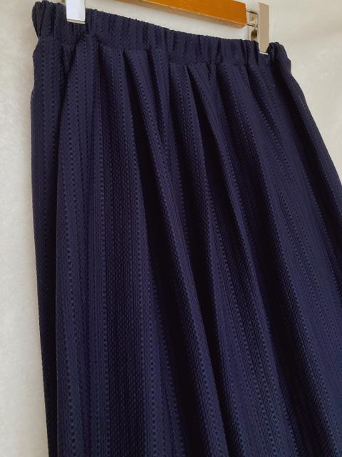 Tugar Shoon ニット メッシュ フレア 膝丈 スカート ネイビー F N2m < 女性ファッション  Tugar Shoon ニット メッシュ フレア 膝丈 スカート ネイビー F N2m < 女性ファッションの