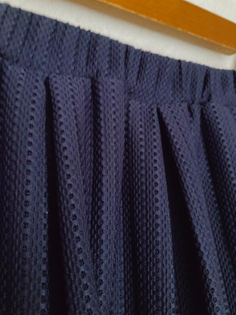 Tugar Shoon ニット メッシュ フレア 膝丈 スカート ネイビー F N2m < 女性ファッション  Tugar Shoon ニット メッシュ フレア 膝丈 スカート ネイビー F N2m < 女性ファッションの