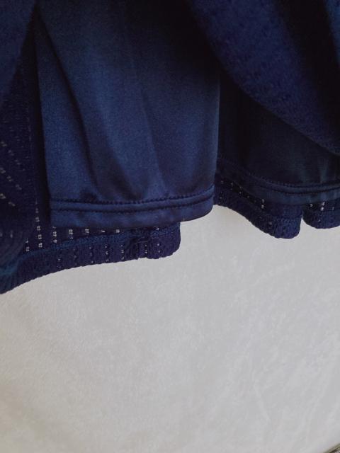 Tugar Shoon ニット メッシュ フレア 膝丈 スカート ネイビー F N2m < 女性ファッション  Tugar Shoon ニット メッシュ フレア 膝丈 スカート ネイビー F N2m < 女性ファッションの