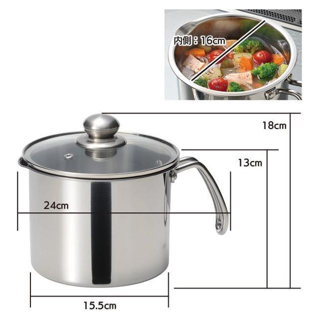 片手鍋 鍋 マルチポット ステンレス 軽い 16cm お手入れしやすい IH対応 ガス火 ガラス蓋 < インテリア/ライフ 片手鍋 鍋 マルチポット ステンレス 軽い 16cm お手入れしやすい IH対応 ガス火 ガラス蓋 < インテリア/ライフの