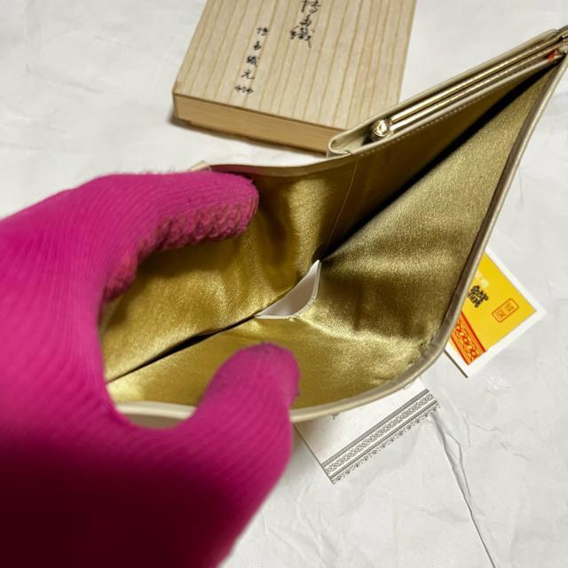 【保管未使用品】【岩田屋本店】 高級博多織 / 正絹 / がま口 二つ折り財布 工芸品 博多織元 木箱入り < 女性ファッション 【保管未使用品】【岩田屋本店】 高級博多織 / 正絹 / がま口 二つ折り財布 工芸品 博多織元 木箱入り < 女性ファッションの