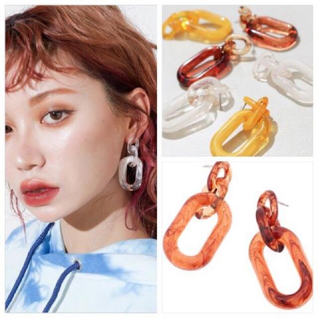 RASVOAラスボア●クリアマーブルチェーンピアス●茶ブラウン < 女性アクセサリー/時計 RASVOAラスボア●クリアマーブルチェーンピアス●茶ブラウン < 女性アクセサリー/時計の