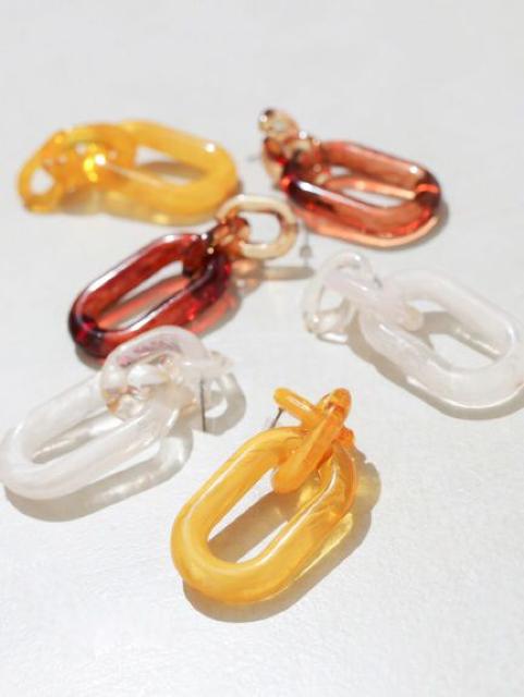 RASVOAラスボア●クリアマーブルチェーンピアス●茶ブラウン < 女性アクセサリー/時計 RASVOAラスボア●クリアマーブルチェーンピアス●茶ブラウン < 女性アクセサリー/時計の