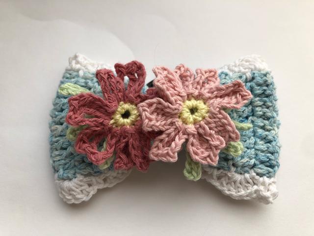 ハンドメイド ヘアゴム 大きめ リボン 秋空にコスモスふたつ♪ < 女性ファッション  ハンドメイド ヘアゴム 大きめ リボン 秋空にコスモスふたつ♪ < 女性ファッションの