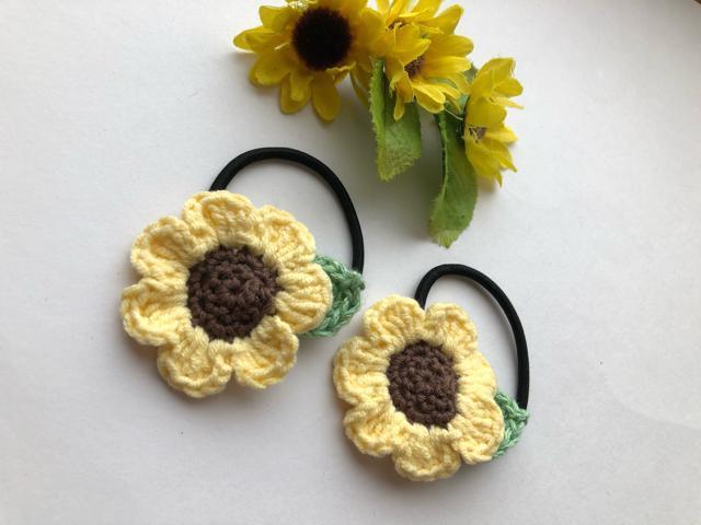 ハンドメイド ヘアゴム ひまわり♪  ツイン ナチュラル < 女性ファッション  ハンドメイド ヘアゴム ひまわり♪  ツイン ナチュラル < 女性ファッションの