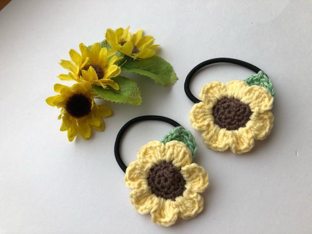 ハンドメイド ヘアゴム ひまわり♪  ツイン ナチュラル < 女性ファッション  ハンドメイド ヘアゴム ひまわり♪  ツイン ナチュラル < 女性ファッションの