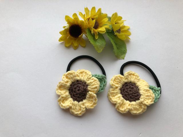 ハンドメイド ヘアゴム ひまわり♪  ツイン ナチュラル < 女性ファッション  ハンドメイド ヘアゴム ひまわり♪  ツイン ナチュラル < 女性ファッションの