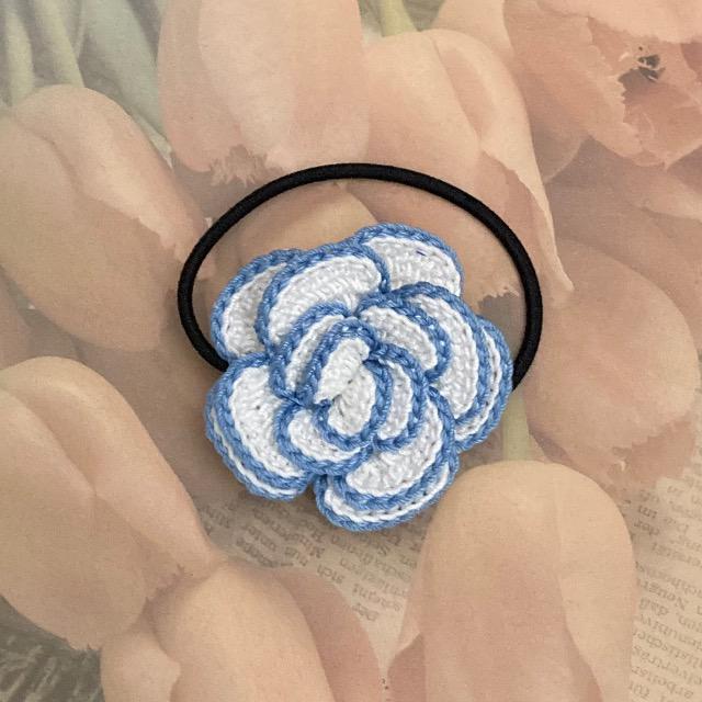 ハンドメイド♪レース編み 薔薇風お花モチーフのヘアゴム < 女性ファッション  ハンドメイド♪レース編み 薔薇風お花モチーフのヘアゴム  < 女性ファッションの