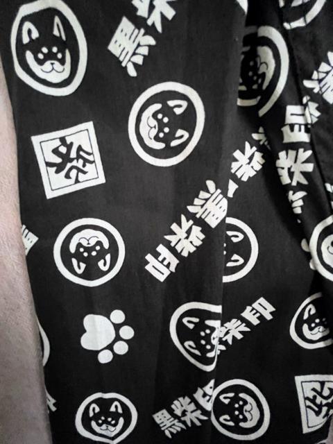 Lサイズ!高貴紳士的!商標登録!黒柴印 和んこ堂!後ポケット付き!前閉じ!ひざ下丈!ステテコ!ブラック系色合い! < 男性ファッション  Lサイズ!高貴紳士的!商標登録!黒柴印 和んこ堂!後ポケット付き!前閉じ!ひざ下丈!ステテコ!ブラック系色合い! < 男性ファッションの