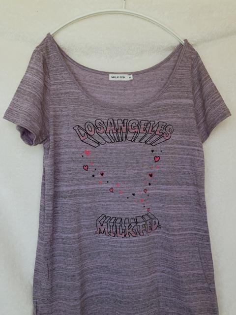 MILKFED. プリント 半袖 Tシャツ チュニック ワンピース S 紫 N2m < ブランド  MILKFED. プリント 半袖 Tシャツ チュニック ワンピース S 紫 N2m < ブランドの