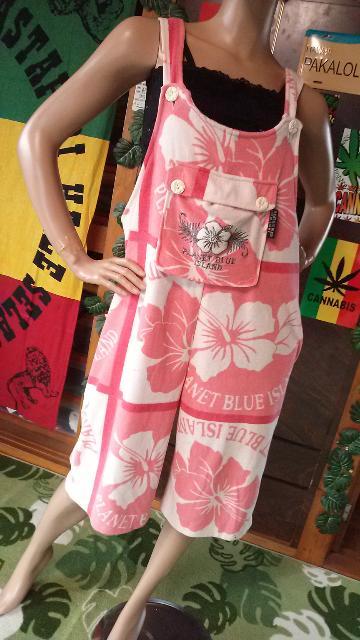 PLANET BLUE★ハイビ柄オーバーオールサロペ★ヤンギャル旧車會 < 女性ファッション  PLANET BLUE★ハイビ柄オーバーオールサロペ★ヤンギャル旧車會  < 女性ファッションの