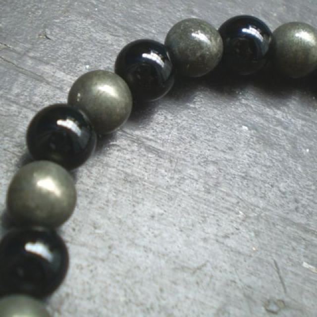 オニキスxパイライトブレスレット < 男性アクセサリー/時計 オニキスxパイライトブレスレット < 男性アクセサリー/時計の