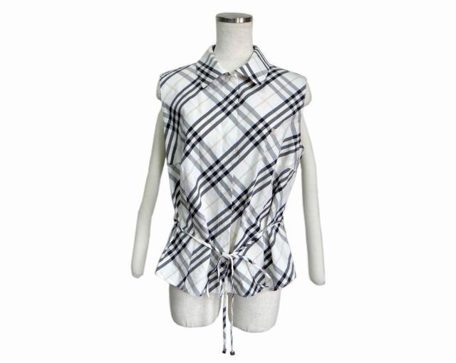 バーバリーロンドン ノースリーブ 襟付き リボン2WAYブラウス アイボリー系 送料無料 < ブランド バーバリーロンドン ノースリーブ 襟付き リボン2WAYブラウス アイボリー系 送料無料 < ブランドの