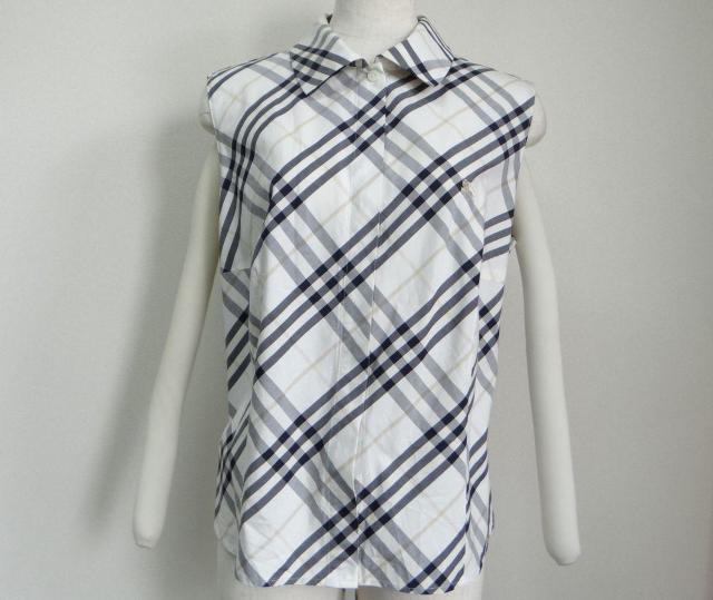 バーバリーロンドン ノースリーブ 襟付き リボン2WAYブラウス アイボリー系 送料無料 < ブランド バーバリーロンドン ノースリーブ 襟付き リボン2WAYブラウス アイボリー系 送料無料 < ブランドの