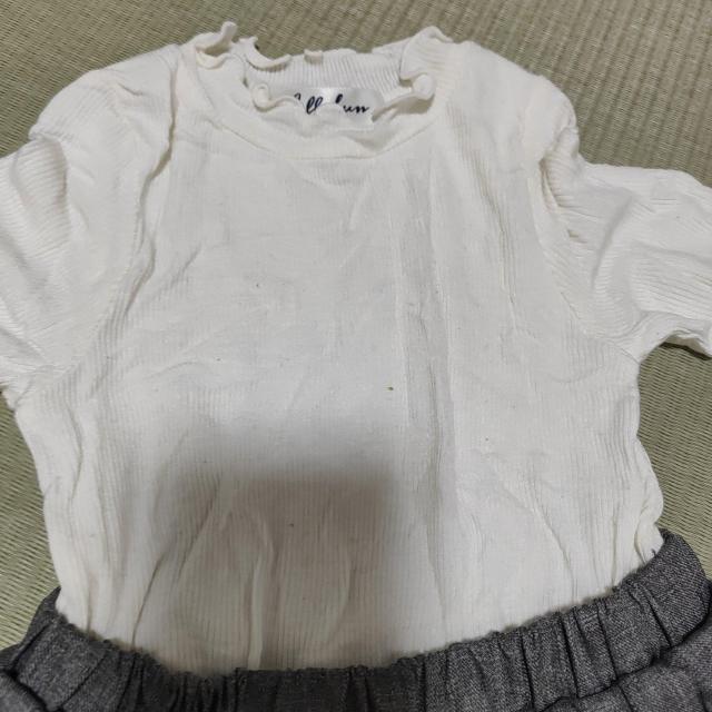 Allolun ワンピース 90サイズ ホワイト/グレー < キッズ/ベビー  Allolun ワンピース 90サイズ ホワイト/グレー < キッズ/ベビーの