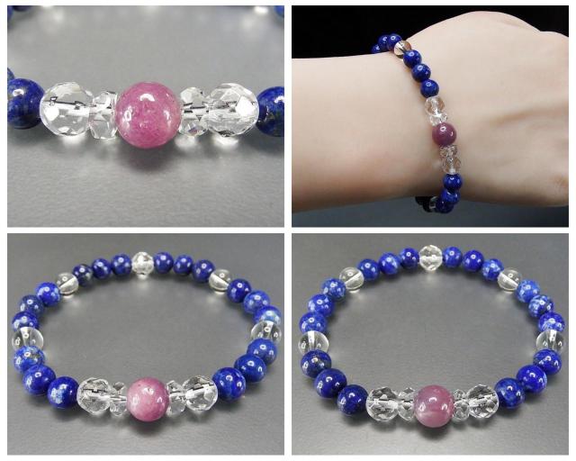 ルビーラピスラズリ水晶天然石7月誕生石デザインブレスレット < 女性アクセサリー/時計 ルビーラピスラズリ水晶天然石7月誕生石デザインブレスレット < 女性アクセサリー/時計の