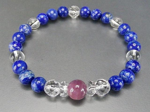 ルビーラピスラズリ水晶天然石7月誕生石デザインブレスレット < 女性アクセサリー/時計 ルビーラピスラズリ水晶天然石7月誕生石デザインブレスレット < 女性アクセサリー/時計の